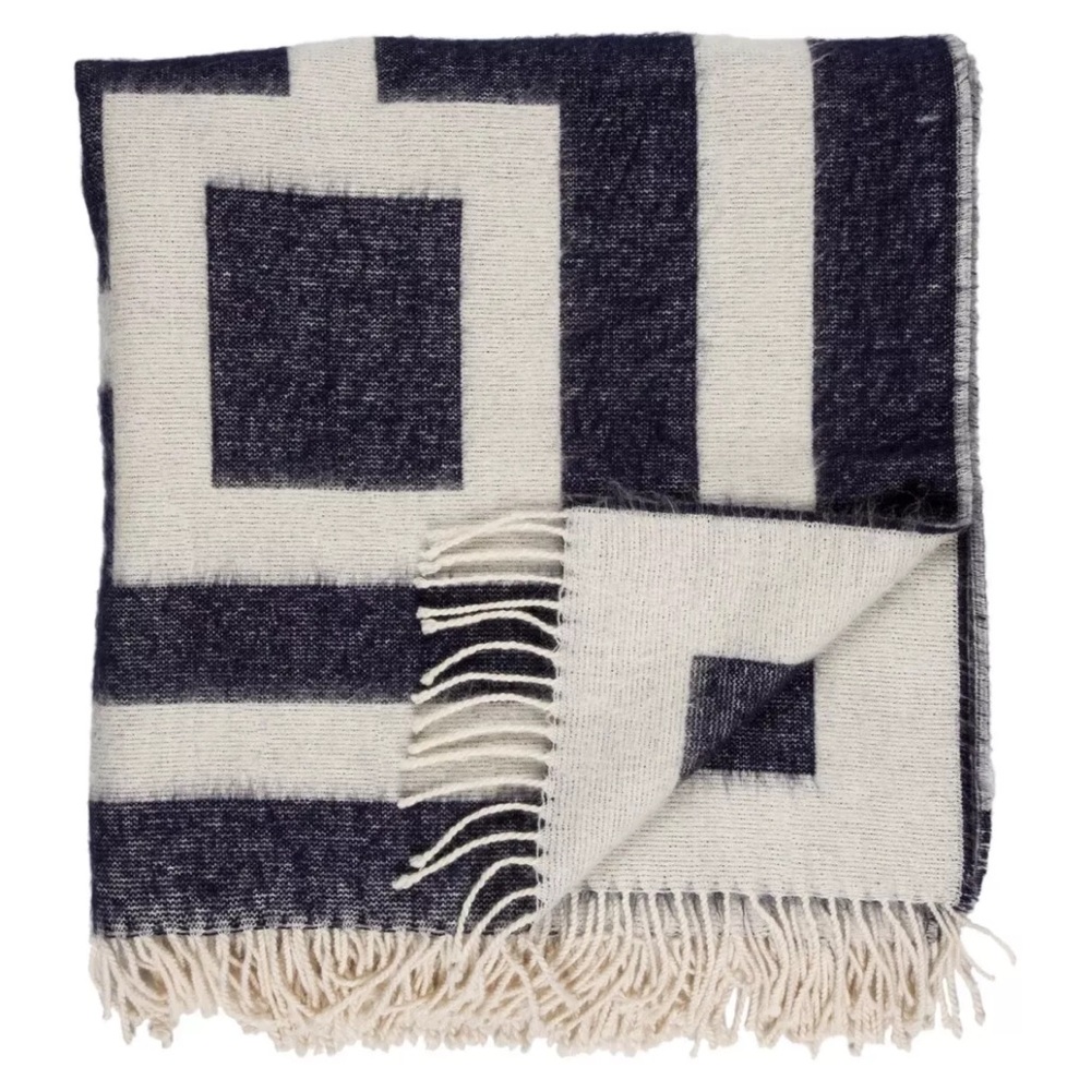 Jonathan Adler Nixon Baby Alpaca Throw Blanket Navy